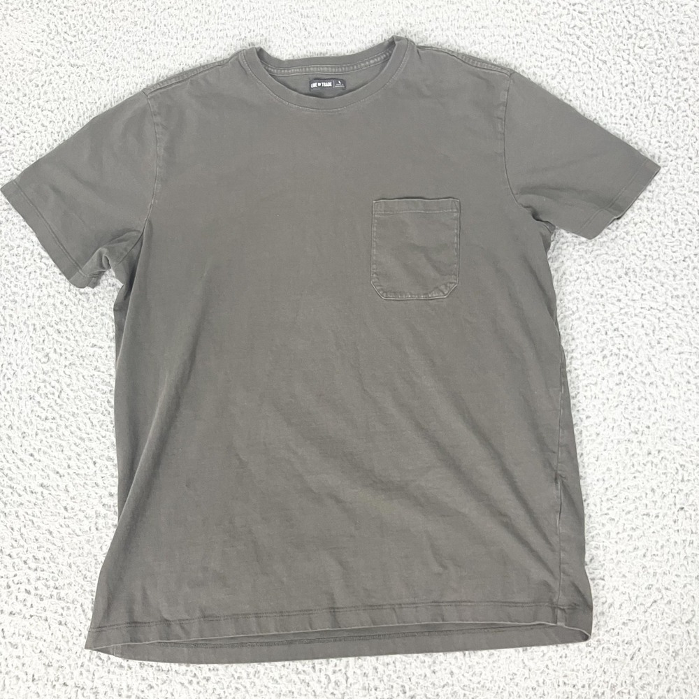 Line Of Trade Shirt Mens Large Gray Pocket Crewneck Cotton Casual Basic Tee